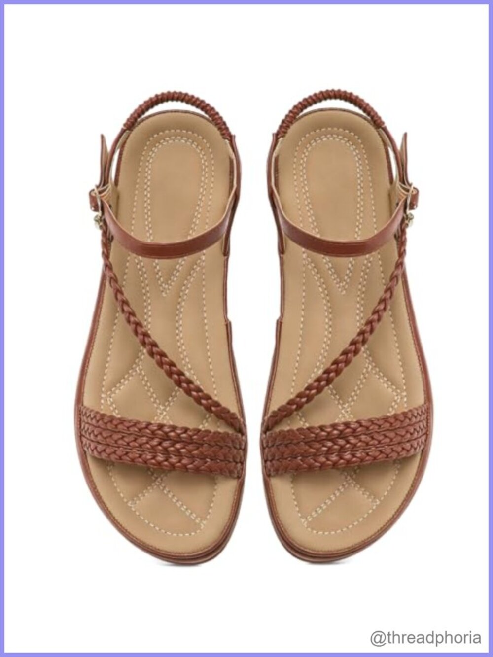 Womens Braided Open Toe Flats Sandals with Elastic Slingback